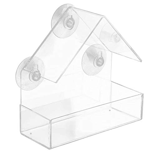 Clicitina Vogelfutterspender mit Saugnapf, Acryl, Fenster, klarer Becher, Futter mit starkem Haustierspielzeug FOp149 (Clear, One Size) von Clicitina