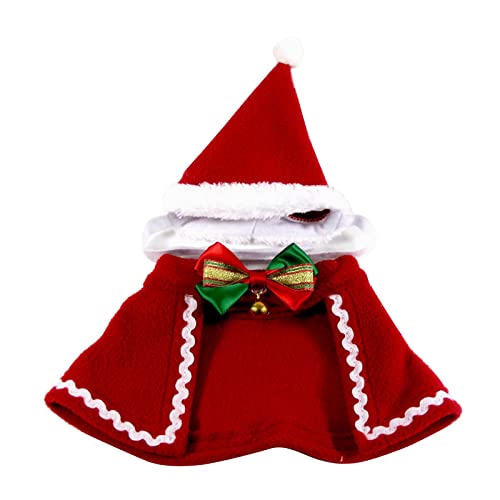 Clicitina Weihnachten Haustier Cape Hut Schal Anzug Katze Weihnachten Cape Hundehalsband Urlaub Kleidung Weihnachtskostüm für Katzen und kleine Hunde YU299 (Red, M) von Clicitina