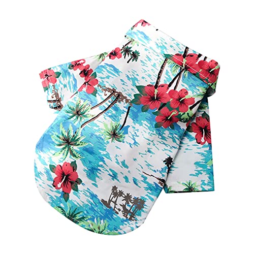 Haustier-Sommer-T-Shirts Hawaii-Stil Blumen-Hundehemd Hawaiian bedruckte Haustier-T-Shirts Atmungsaktive kühle Kleidung Strand-Küsten-Welpen-Hemd-Sweatshirt für kleine Welpen Kc658 (Green, S) von Clicitina