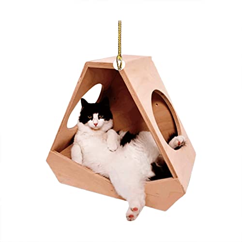 Katze Auto Hängende Ornament Deko Rückspiegel Lustiges Flugzeug Deko Kleine Weihnachtswichtel (A, Einheitsgröße) von Clicitina
