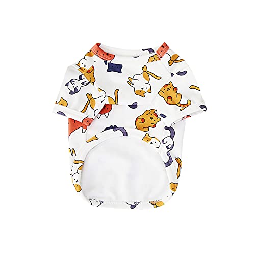 Pet Shirt Bequeme Mode Atmungsaktive Tierdruck Hund Katze Dünne Kleidung Pullover Für Französische Bulldoggen (C, One Size) von Clicitina