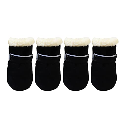 Pet Windproof Plus Pet Snow Stiefel mit weichen Sohlen Samtschuhe Warme Schuhe und warme Haustierkleidung RU618 (Black, One Size) von Clicitina