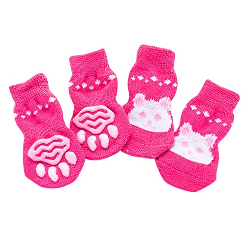 Socken und Kratzfeste Haustiersocken für kleine, mittelgroße, geeignete und schmutzabweisende Haustiere, Socken, Hundezubehör CY649 (1-Pink, M) von Clicitina