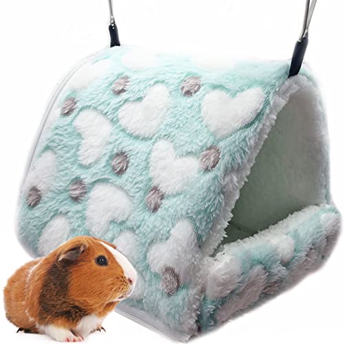 LeerKing Kleintiere Kuschelhöhle Meerschweinchen Kuschelbett Nest Plüsch Haus Hängematte für Ratte Hamster Nager Frettchen Bartagame Degu Grün L von LeerKing