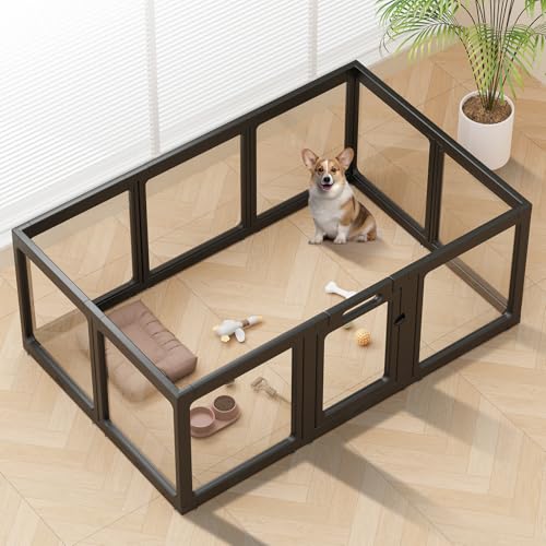 Laufstall aus transparentem Acryl für den Innenbereich, einfach zu montieren, für kleine Haustiere, Kunststoff, Laufstall für Welpen, Katzen, Kaninchen, Schwein, transparenter Zaun, Kiste, Zwinger von ClimbHope