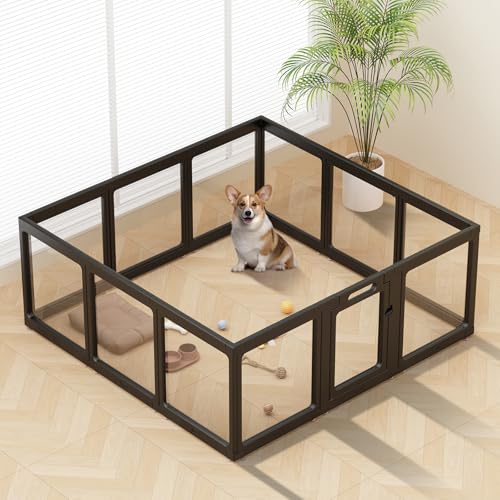 Laufstall aus transparentem Acryl für den Innenbereich, einfach zu montieren, für kleine Haustiere, Kunststoff, Laufstall für Welpen, Katzen, Kaninchen, Schwein, transparenter Zaun, Kiste, Zwinger von ClimbHope