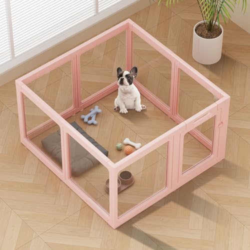 Laufstall für den Innenbereich, aus transparentem Acryl, einfach zu montieren, für kleine Haustiere, Kunststoff, für Welpen, Katzen, Kaninchen, Schwein, transparenter Zaun, Kiste, Zwinger, Welpenkäfig von ClimbHope