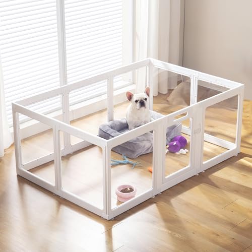 Laufstall für den Innenbereich aus transparentem Acryl, einfach zu montieren, für kleine Haustiere, Kunststoff, für Welpen, Katzen, Kaninchen, Schweine, transparenter Zaun, Kiste, Zwinger, Welpenkäfig von ClimbHope