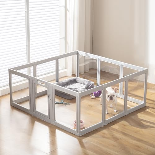 Transparenter Acryl-Hunde-Laufstall für den Innenbereich, einfache Montage, transparenter Haustiergehege für Welpen, Hasen, Katzen, robust und leicht zu reinigen, Kunststoff von ClimbHope
