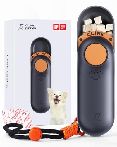 Clink Design Clicker Hundetrainer & Leckerlibeutel Alternative Dual Use 2-in-1 Hundetrainer für Training – langlebig, leicht (67 g), leicht zu reinigen und zu handhaben, schnell zu befüllen, von Clink Design