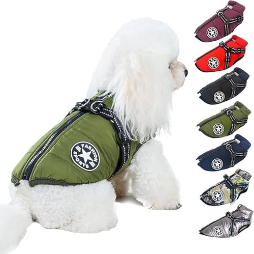 Pawbibi Sport - Waterproof Winter Jacket Dog Warm Coat Reflective&Pet Vest,Thick Fleece Lining Cozy Dog Apparel,Waterproof Winter Jacket with Built-in Harness,for Small Medium Dogs&Cats (L, Green) Pawbibi Sport - Waterproof Winter Jacket Dog Warm Coat Reflective&Pet Vest,Thick Fleece Lining Cozy Dog Apparel,Waterproof Winter Jacket with Built-in Harness,for Small Medium Dogs&Cats (L, Green) von Clisole