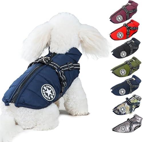 Pawbibi Sport - Waterproof Winter Jacket Dog Warm Coat Reflective&Pet Vest,Thick Fleece Lining Cozy Dog Apparel,Waterproof Winter Jacket with Built-in Harness,for Small Medium Dogs&Cats (L, Blue) Pawbibi Sport - Waterproof Winter Jacket Dog Warm Coat Reflective&Pet Vest,Thick Fleece Lining Cozy Dog Apparel,Waterproof Winter Jacket with Built-in Harness,for Small Medium Dogs&Cats (L, Blue) von Clisole