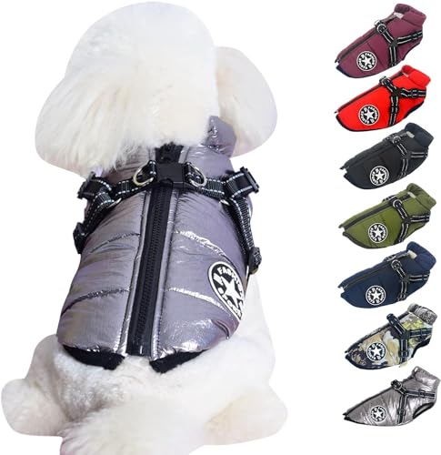Pawbibi Sport - Waterproof Winter Jacket Dog Warm Coat Reflective&Pet Vest,Thick Fleece Lining Cozy Dog Apparel,Waterproof Winter Jacket with Built-in Harness,for Small Medium Dogs&Cats (L, Silver) Pawbibi Sport - Waterproof Winter Jacket Dog Warm Coat Reflective&Pet Vest,Thick Fleece Lining Cozy Dog Apparel,Waterproof Winter Jacket with Built-in Harness,for Small Medium Dogs&Cats (L, Silver) von Clisole