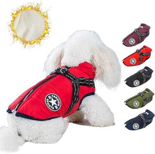Pawbibi Sport - Waterproof Winter Jacket Dog Warm Coat Reflective&Pet Vest,Thick Fleece Lining Cozy Dog Apparel,Waterproof Winter Jacket with Built-in Harness,for Small Medium Dogs&Cats (M, red) Pawbibi Sport - Waterproof Winter Jacket Dog Warm Coat Reflective&Pet Vest,Thick Fleece Lining Cozy Dog Apparel,Waterproof Winter Jacket with Built-in Harness,for Small Medium Dogs&Cats (M, red) von Clisole