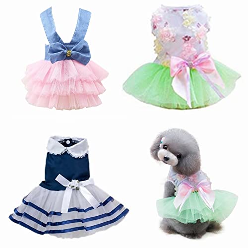 Clopon Hundekleidung für extra kleine Mädchen, niedliche Kleider für kleine Prinzessinnen-Kleid, Größe XS, 3 Stück von Clopon