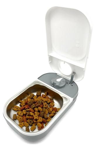 Closer Pets C100 Automatischer Futterautomat für Katzen und kleine Hunde mit Kühlakku und 2 Mahlzeiten für Nass- und Trockenfutter von Closer Pets