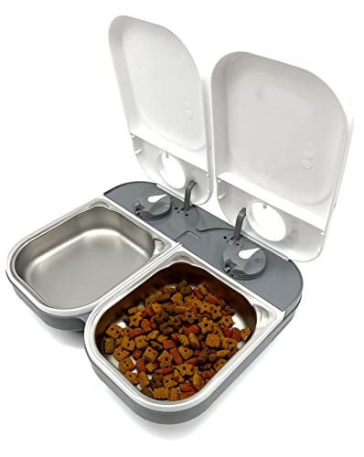 Closer Pets C200 Automatischer Futterautomat für Katzen und kleine Hunde, mit Edelstahl-Napf-Einsätzen und Kühlakkus von Closer Pets