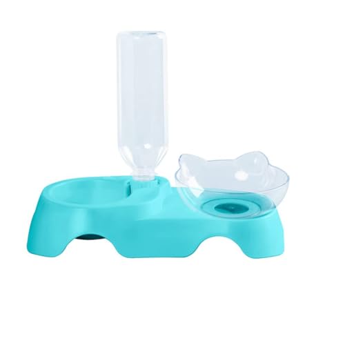 Closer Doppel-Hundenäpfe Haustiere Wasser und Futternapf Set mit automatischer Bewässerungsflasche (blau), langlebig, einfach zu bedienen von Closer