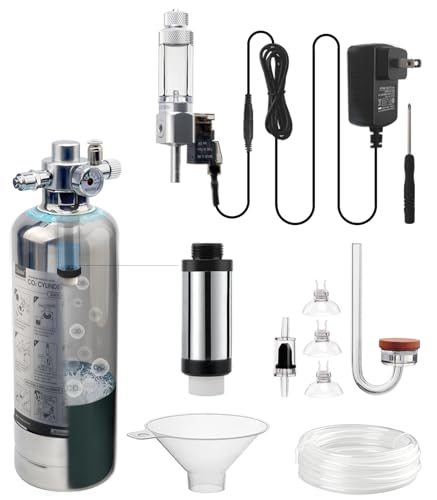 Clscea 1L Aquarium CO2 System Generator, Edelstahl Kohlendioxid Reaktor Kit mit Regler Magnetventil für Aquarienpflanzen (G600SMini), CO2 Aquarium Kit von Clscea