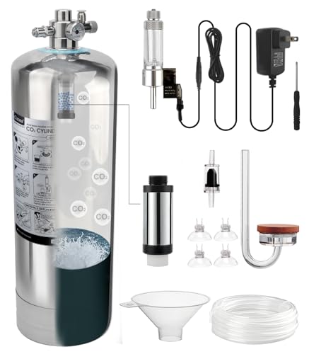 Clscea 5.5L Aquarium CO2 System Generator, Edelstahl Kohlendioxid Reaktor Kit mit Regler Magnetventil für Aquarienpflanzen (G900S), CO2 Aquarium Kit von Clscea