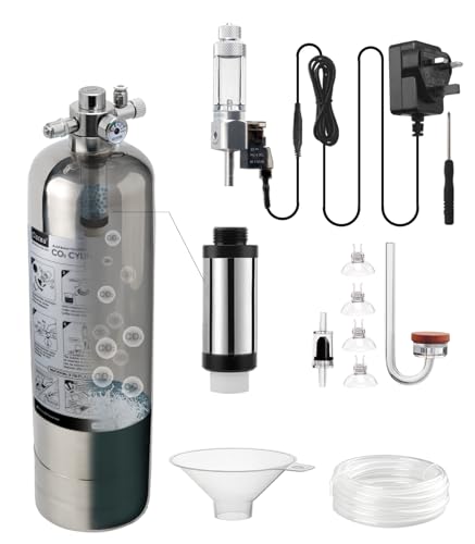Clscea Aquarium CO2 System Generator, Edelstahl Kohlendioxid Reaktor Kit mit Regler Magnetventil für Aquarienpflanzen (G600S), CO2 Aquarium Kit von Clscea