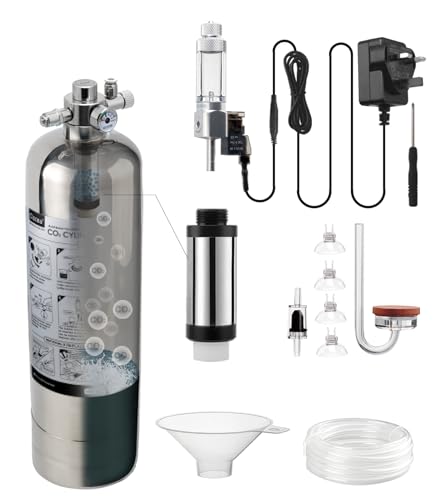 Clscea Aquarium CO2 System Generator, Edelstahl Kohlendioxid Reaktor Kit mit Regler Magnetventil für Aquarienpflanzen (G700S), CO2 Aquarium Kit von Clscea