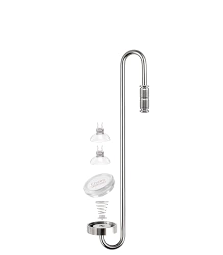 Clscea Aquarium Edelstahl CO2 Diffuser, S-Haken CO2 Zerstäuber mit eingebautem Rückschlagventil und austauschbarer Scheibe für Aquarium Pflanzentank, 30 cm (L) von Clscea