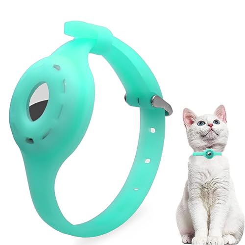Katzenhalsband für AirTag* sicher, leicht, bequem mit Sicherheitsverschluss, kompatibel mit Apple AirTag Silikonband M Code Mintgrün von Clyhon