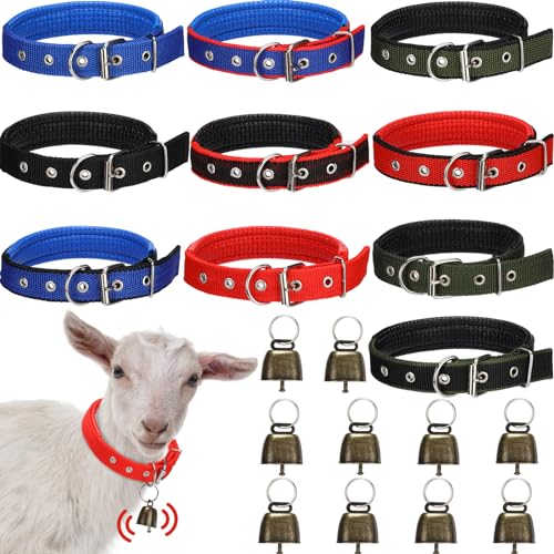 Clysee 10 Sets Ziegenhalsbänder mit Glöckchen, Schafhalsband mit Glöckchen, verstellbar, Kleintierhalsband, Kuh, Pferd, Schaf, Kupfer, Bronze, Glocken, Haustierhalsband, Ziegenzubehör für Clysee 10 Sets Ziegenhalsbänder mit Glöckchen, Schafhalsband mit Glöckchen, verstellbar, Kleintierhalsband, Kuh, Pferd, Schaf, Kupfer, Bronze, Glocken, Haustierhalsband, Ziegenzubehör für von Clysee