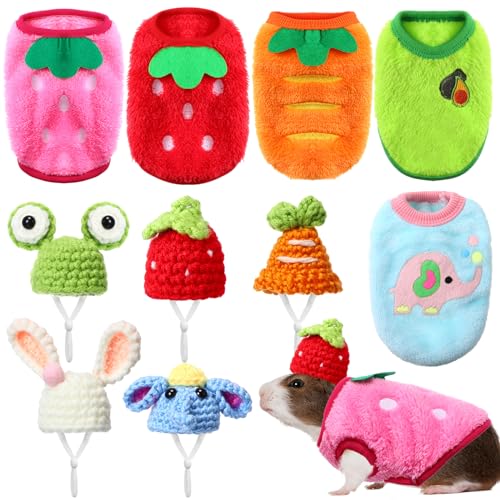 Clysee 10-teiliges Meerschweinchen-Kleidungs-Set, 5 Meerschweinchen-Kostüm-Outfit, 5 niedliche Mini-Hüte mit verstellbarem Riemen, warme Weste, Pullover, gemütliche, Handgestrickte Mütze für Hamster Clysee 10-teiliges Meerschweinchen-Kleidungs-Set, 5 Meerschweinchen-Kostüm-Outfit, 5 niedliche Mini-Hüte mit verstellbarem Riemen, warme Weste, Pullover, gemütliche, Handgestrickte Mütze für Hamster von Clysee