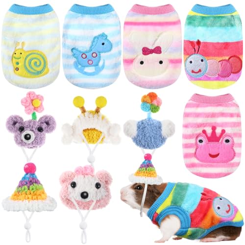 Clysee 10-teiliges Meerschweinchen-Kleidungs-Set, 5 Meerschweinchen-Kostüm-Outfit, 5 niedliche Mini-Hüte mit verstellbarem Riemen, warme Weste, Pullover, gemütliche, handgestrickte Mütze für Hamster, Clysee 10-teiliges Meerschweinchen-Kleidungs-Set, 5 Meerschweinchen-Kostüm-Outfit, 5 niedliche Mini-Hüte mit verstellbarem Riemen, warme Weste, Pullover, gemütliche, handgestrickte Mütze für Hamster, von Clysee