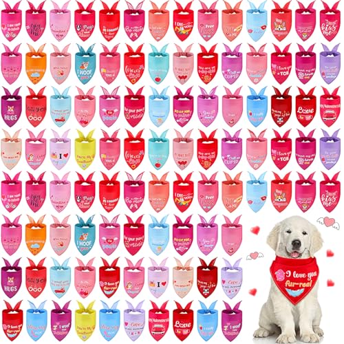 Clysee Hundehalstücher zum Valentinstag, mit Sprüchen, Dreieckstuch für Haustiere, waschbar, verstellbar, für kleine, mittelgroße und große Hunde, Katzen, Kostüm-Zubehör, 100 Stück Clysee Hundehalstücher zum Valentinstag, mit Sprüchen, Dreieckstuch für Haustiere, waschbar, verstellbar, für kleine, mittelgroße und große Hunde, Katzen, Kostüm-Zubehör, 100 Stück von Clysee
