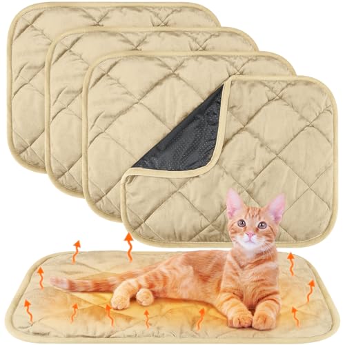 Clysee Selbstheizende Katzenunterlage, selbstwärmende Hundematte, reflektiert Körperwärme, extra warm, thermische Haustierunterlage, waschbar, für Hunde und Katzen, 40,6 x 50,8 cm, Beige, 4 Stück Clysee Selbstheizende Katzenunterlage, selbstwärmende Hundematte, reflektiert Körperwärme, extra warm, thermische Haustierunterlage, waschbar, für Hunde und Katzen, 40,6 x 50,8 cm, Beige, 4 Stück von Clysee