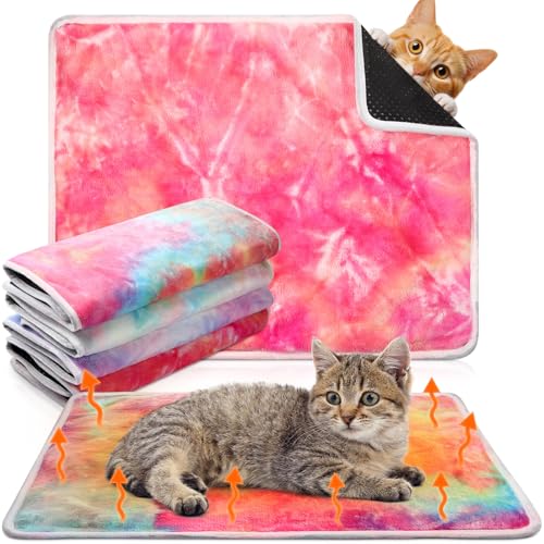 Clysee Selbstheizendes Katzenbett, selbstwärmendes Katzenbett mit abnehmbarem Bezug, extra warm, thermische Haustierunterlage, waschbar, rutschfest, für drinnen und draußen, 4 Stück Clysee Selbstheizendes Katzenbett, selbstwärmendes Katzenbett mit abnehmbarem Bezug, extra warm, thermische Haustierunterlage, waschbar, rutschfest, für drinnen und draußen, 4 Stück von Clysee