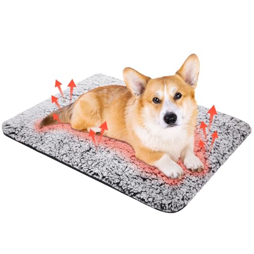 Clysee Selbstwärmendes Katzenbett, selbstheizende Haustiermatte, Wärmer für Feral und Innenbereich, waschbar, thermische Haustierhütte mit rutschfester Unterseite, Grau, 58 x 88 cm von Clysee
