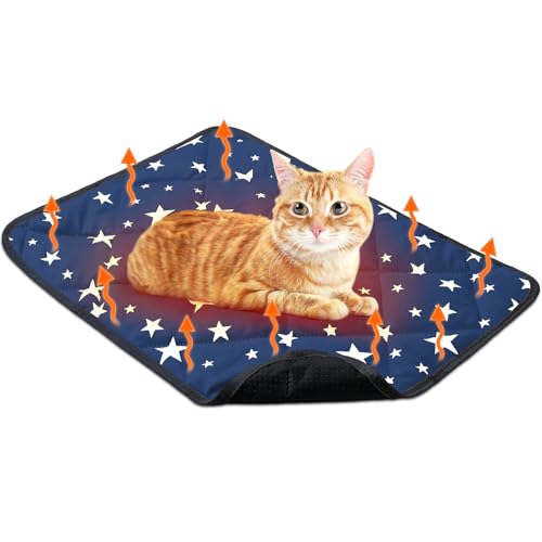 Clysee Selbstwärmendes Katzenbett, selbstheizende Hundematte, Sternmuster, warm, thermische Haustierunterlage, reflektiert Körperwärme, waschbar, weich, Welpenbox-Pad, rutschfeste Hundehüttenmatte für von Clysee