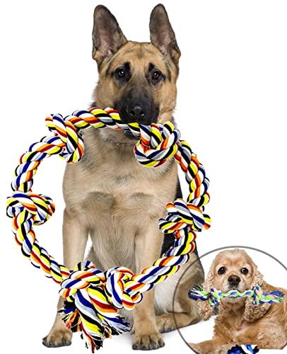 Clysoru Hunde-Kauspielzeug für aggressive Kauer, Tauziehen Spielseil für Hunde, Zahnreinigung für mittlere und große (Bunt-A) von Clysoru