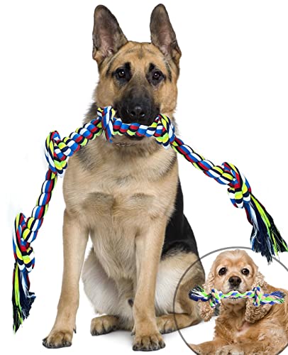Clysoru Hunde-Kauspielzeug für aggressive Kauer, Tauziehen Spielseil für Hunde, Zahnreinigung für mittlere und große (Bunt-B) von Clysoru
