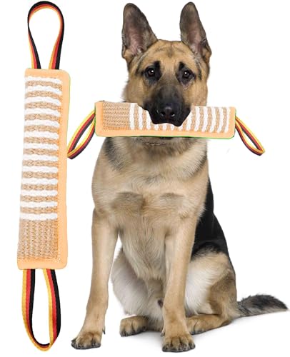 Clysoru Hundespielzeug, robustes Jute-Beißkissen, langlebiges Trainingsgerät, zwei Flaggengriffe, für Welpen bis große Hunde, interaktives Spielzeug, Kriegsspielzeug für aggressive Kauer von Clysoru