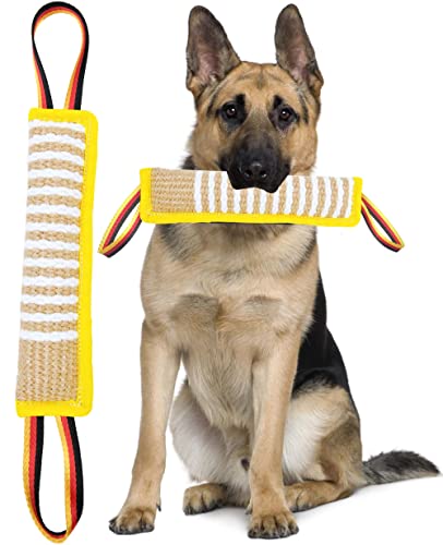 Clysoru Hundespielzeug, robustes Jute-Beißkissen, langlebiges Trainingsgerät, zwei Flaggengriffe, für Welpen bis große Hunde, interaktives Spielzeug, Kriegsspielzeug für aggressive Kauer von Clysoru
