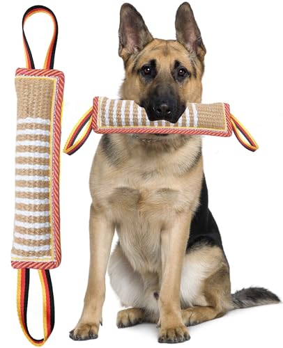 Clysoru Hundespielzeug, robustes Jute-Beißkissen, langlebiges Trainingsgerät, zwei Flaggengriffe, für Welpen bis große Hunde, interaktives Spielzeug, Kriegsspielzeug für aggressive Kauer von Clysoru