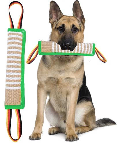 Clysoru Hundespielzeug, robustes Jute-Beißkissen – dauerhafte Trainingsausrüstung – zwei Flaggengriffe, für Welpen bis große Hunde, interaktives Spielzeug für aggressive Kauer von Clysoru