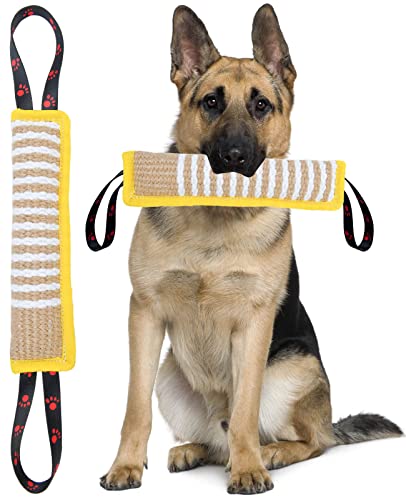 Clysoru Hundespielzeug, robustes Jute-Beißkissen – langlebiges Trainingsgerät – (gelb) von Clysoru