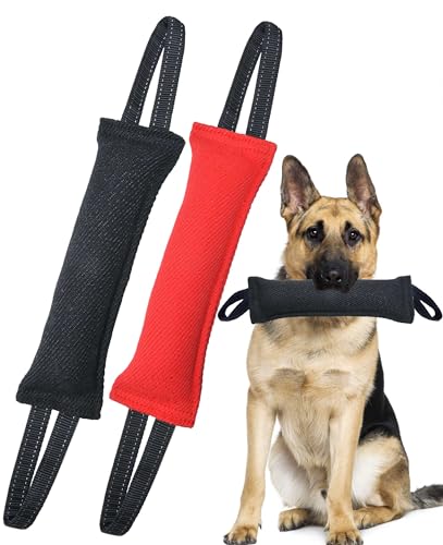 Clysoru Hundespielzeug für Hunde, robust, Jute-Beißkissen, Schwarz / Rot von Clysoru