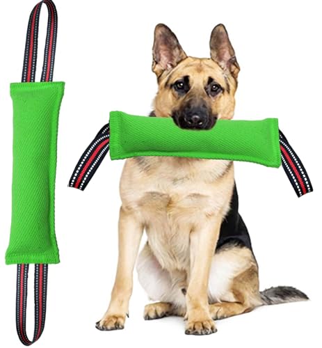 Clysoru Zerrspielzeug für Hunde mit 2 starken roten Griffen, langlebiges Trainingsgerät, interaktives Spielzeug für Welpen bis große Hunde, am besten zum Zerren, unzerstörbares Hundespielzeug, von Clysoru