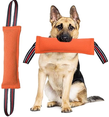 Clysoru Zerrspielzeug für Hunde mit 2 starken roten Griffen, langlebiges Trainingsgerät, interaktives Spielzeug für Welpen bis große Hunde, am besten zum Zerren, unzerstörbares Hundespielzeug von Clysoru