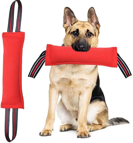 Clysoru Zerrspielzeug für Hunde mit 2 starken roten Griffen, langlebiges Trainingsgerät, interaktives Spielzeug für Welpen bis große Hunde, ideal zum Zerren, unzerstörbares Hundespielzeug. von Clysoru