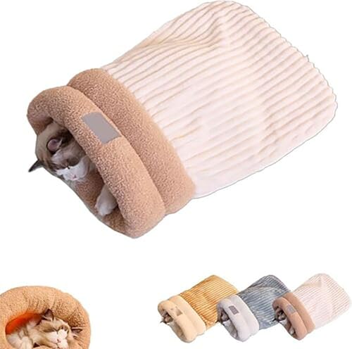 Cmeilau Katzen-Winterschlafsack, weicher Plüsch, großer Katzensack, selbstwärmendes Katzenbett, Katzenschlafsack für Hauskatzen, 360°-Wickel, bequemer Haustier-Kuschelsack, Haustiermatte (Beige, L) Cmeilau Katzen-Winterschlafsack, weicher Plüsch, großer Katzensack, selbstwärmendes Katzenbett, Katzenschlafsack für Hauskatzen, 360°-Wickel, bequemer Haustier-Kuschelsack, Haustiermatte (Beige, L) von Cmeilau