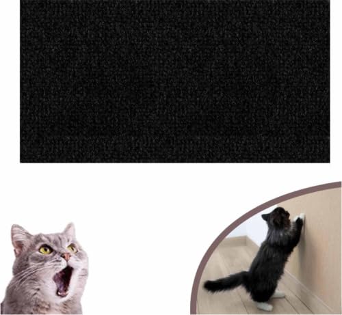 DIY Kletter-Katzenkratzer, zuschneidbarer Katzen-Wandkratzer, Selbstklebender Teppich, matt, an der Wand montierter Katzenkratzer, Katzen-Wandkletter-Klebetuch (Black, 40 * 100cm) von Cmeilau