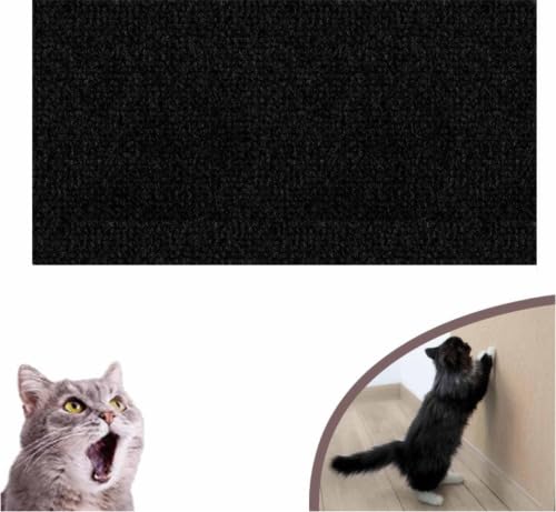 Cmeilau DIY Kletter-Katzenkratzer, zuschneidbarer Katzen-Wandkratzer, Selbstklebender Teppich, matt, an der Wand montierter Katzenkratzer, Katzen-Wandkletter-Klebetuch (Black, 40 * 100cm) von Cmeilau